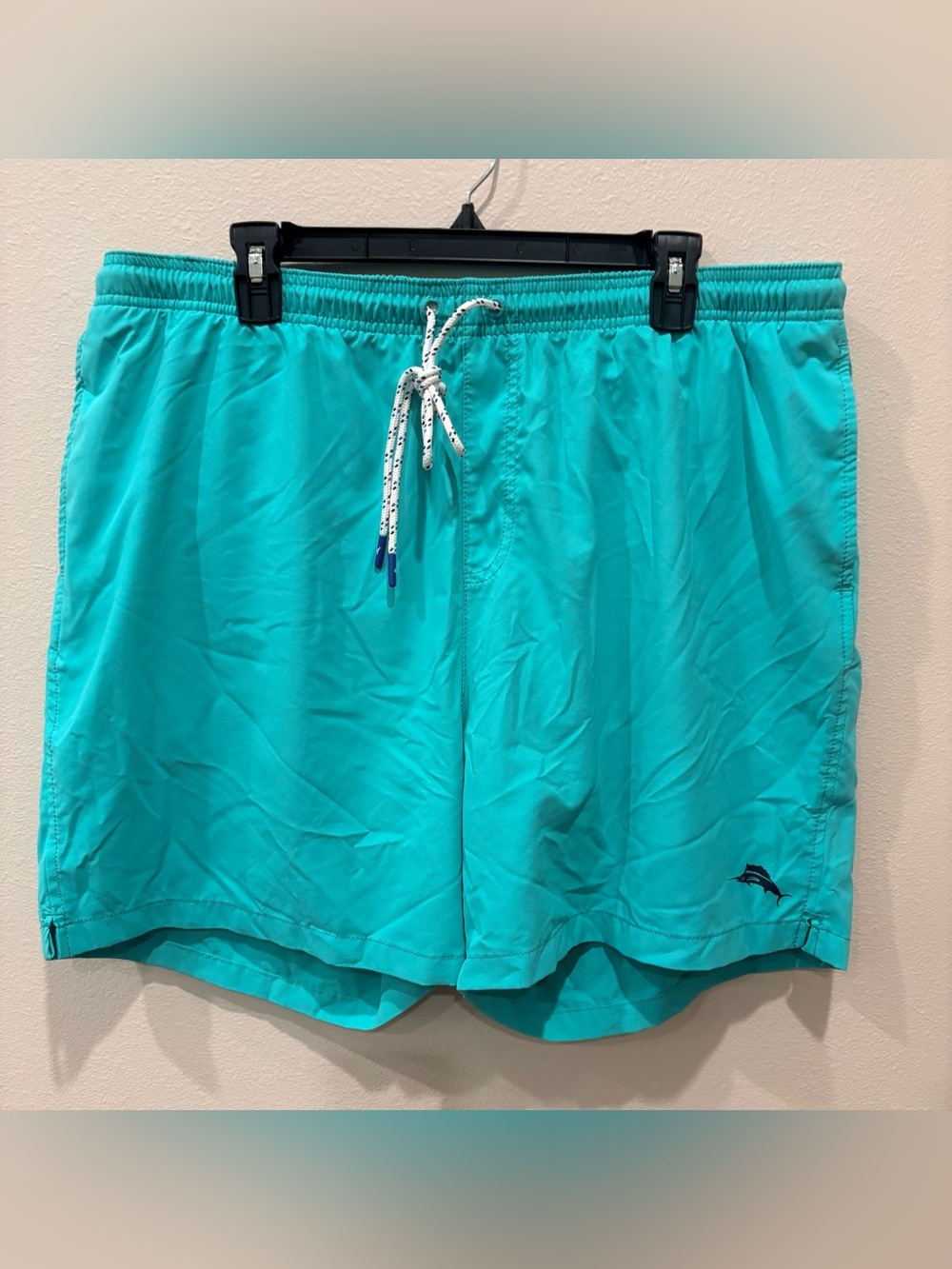 Tommy Bahama Green Swim Shorts with White and Blue Drawstring Size XXL